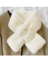 Load image into Gallery viewer, Faux Fur Pearl Embellished Scarves
