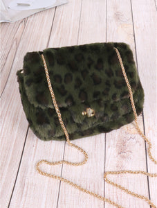 Faux Fur Leopard Plush Bag