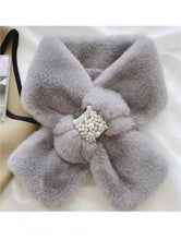 Load image into Gallery viewer, Faux Fur Pearl Embellished Scarves
