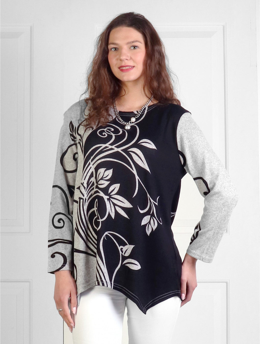 Floral Swirls Knit Sweater