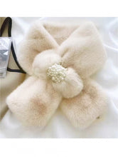 Load image into Gallery viewer, Faux Fur Pearl Embellished Scarves
