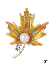 Load image into Gallery viewer, Maple Leaf/Pearl Brooch
